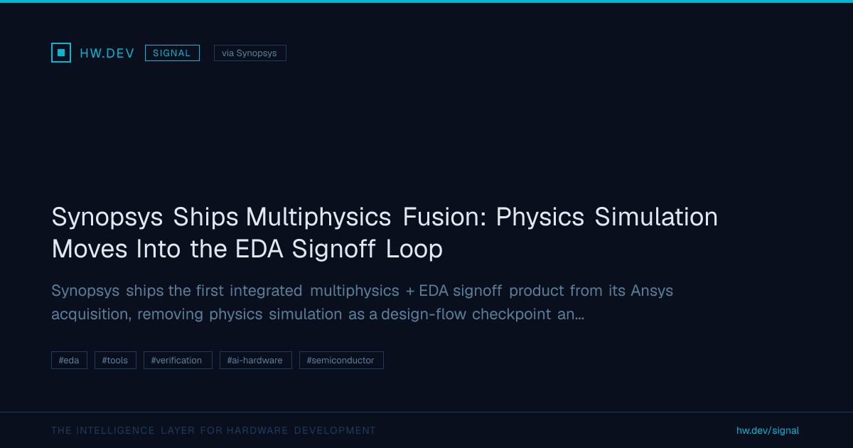 Synopsys Ships Multiphysics Fusion: Physics Simulation Moves Into the ...